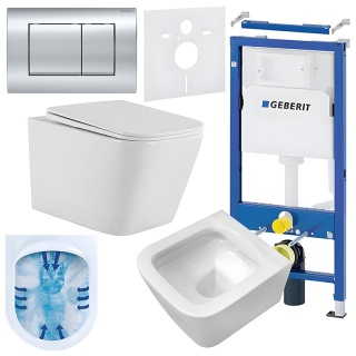 ZESTAW PODTYNKOWY WC STELAŻ GEBERIT DUOFIX MISKA AQUA-WH-03 PRZYCISK DELTA 30 CHROM