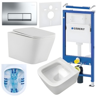 ZESTAW PODTYNKOWY WC STELAŻ GEBERIT DUOFIX MISKA AQUA-WH-03 PRZYCISK DELTA 50 CHROM