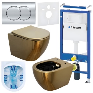 ZESTAW PODTYNKOWY WC STELAŻ GEBERIT DUOFIX MISKA MIZU-GL-BL-RIM-03 PRZYCISK DELTA 01 CHROM
