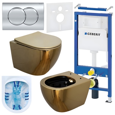 ZESTAW PODTYNKOWY WC STELAŻ GEBERIT DUOFIX MISKA MIZU-GL-BL-RIM-03 PRZYCISK DELTA 01 CHROM