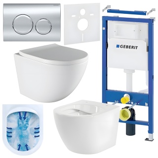 ZESTAW PODTYNKOWY WC STELAŻ GEBERIT DUOFIX MISKA PURO-WH-02 PRZYCISK DELTA 20 CHROM