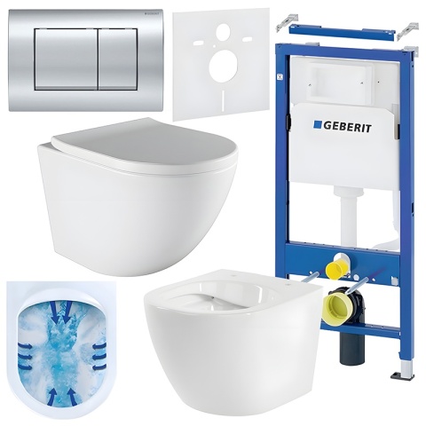 ZESTAW PODTYNKOWY WC STELAŻ GEBERIT DUOFIX MISKA PURO-WH-02 PRZYCISK DELTA 30 CHROM