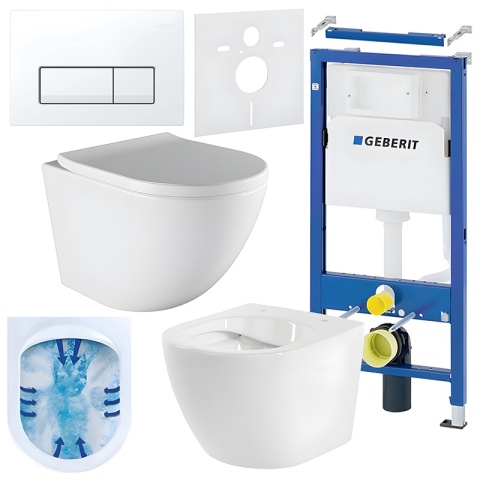 ZESTAW PODTYNKOWY WC STELAŻ GEBERIT DUOFIX MISKA PURO-WH-02 PRZYCISK DELTA 50 BIAŁY