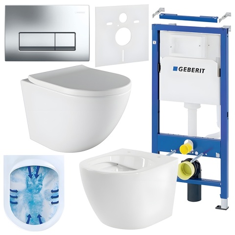 ZESTAW PODTYNKOWY WC STELAŻ GEBERIT DUOFIX MISKA PURO-WH-02 PRZYCISK DELTA 50 CHROM