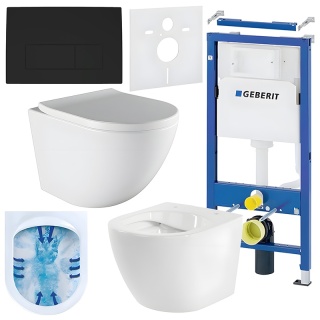 ZESTAW PODTYNKOWY WC STELAŻ GEBERIT DUOFIX MISKA PURO-WH-02 PRZYCISK DELTA 50 CZARNY MAT