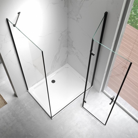 KABINA PRYSZNICOWA PROSTOKĄTNA ZES-KZ20E-BL-110X80 CZARNA 110x80 CM