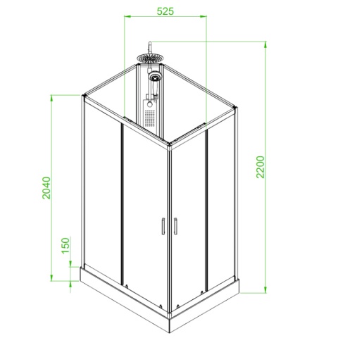 KABINA PRYSZNICOWA Z HYDROMASAŻEM ALMA PRAWA SZCZOTKOWANY CHROM 120x80
