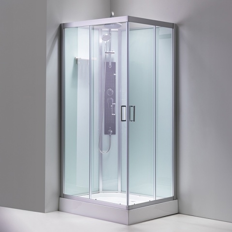 KABINA PRYSZNICOWA Z HYDROMASAŻEM ALMA PRAWA SZCZOTKOWANY CHROM 100X80