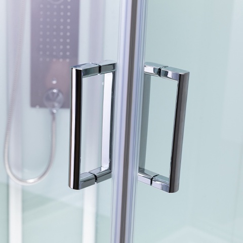 KABINA PRYSZNICOWA Z HYDROMASAŻEM ALMA PRAWA SZCZOTKOWANY CHROM 100X80