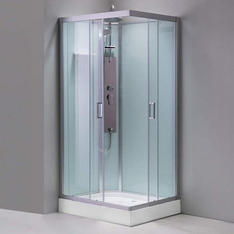 KABINA PRYSZNICOWA Z HYDROMASAŻEM ALMA PRAWA SZCZOTKOWANY CHROM 100X80