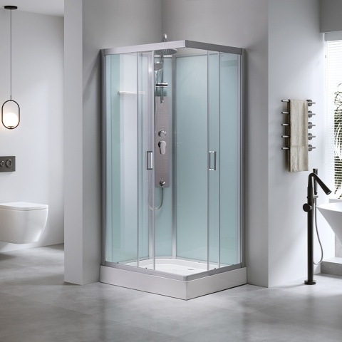 KABINA PRYSZNICOWA Z HYDROMASAŻEM ALMA PRAWA SZCZOTKOWANY CHROM 120x80