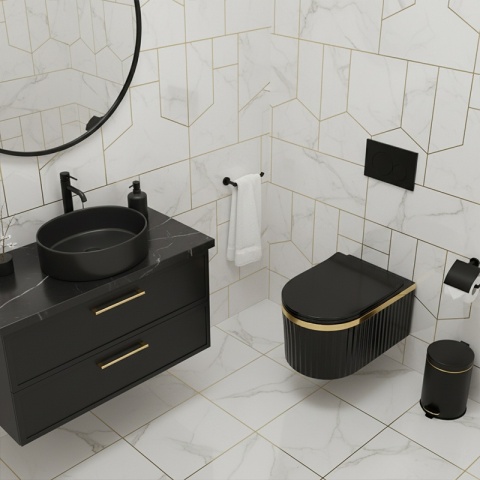 MISKA WC WISZĄCA RIMLESS LUMA-BL-GL-RIM-03 CZARNA DESKA WOLNOOPADAJĄCA DUROPLAST