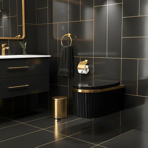 MISKA WC WISZĄCA RIMLESS LUMA-BL-GL-RIM-03 CZARNA DESKA WOLNOOPADAJĄCA DUROPLAST