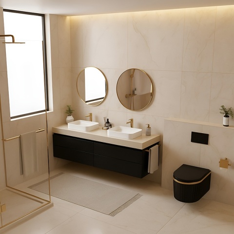 MISKA WC WISZĄCA RIMLESS LUMA-BL-GL-RIM-03 CZARNA DESKA WOLNOOPADAJĄCA DUROPLAST