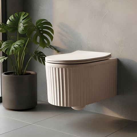 MISKA WC WISZĄCA RIMLESS LUMA-CAP-RIM-03 CAPPUCCINO RYFLOWANA DESKA WOLNOOPADAJĄCA DUROPLAST