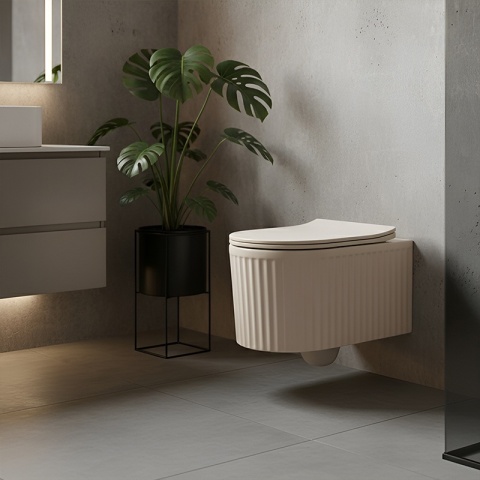 MISKA WC WISZĄCA RIMLESS LUMA-CAP-RIM-03 CAPPUCCINO RYFLOWANA DESKA WOLNOOPADAJĄCA DUROPLAST