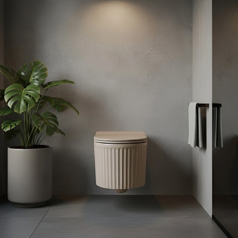 MISKA WC WISZĄCA RIMLESS LUMA-CAP-RIM-03 CAPPUCCINO RYFLOWANA DESKA WOLNOOPADAJĄCA DUROPLAST