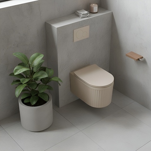 MISKA WC WISZĄCA RIMLESS LUMA-CAP-RIM-03 CAPPUCCINO RYFLOWANA DESKA WOLNOOPADAJĄCA DUROPLAST