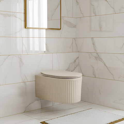 MISKA WC WISZĄCA RIMLESS LUMA-CAP-RIM-03 CAPPUCCINO RYFLOWANA DESKA WOLNOOPADAJĄCA DUROPLAST