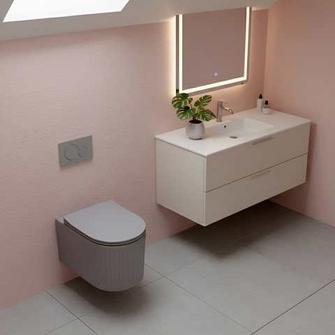 MISKA WC WISZĄCA RIMLESS LUMA-MTGR-RIM-03 SZARY MAT RYFLOWANA DESKA WOLNOOPADAJĄCA DUROPLAST