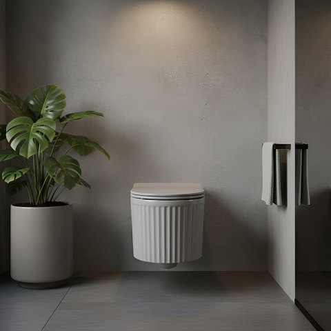 MISKA WC WISZĄCA RIMLESS LUMA-MTGR-RIM-03 SZARY MAT RYFLOWANA DESKA WOLNOOPADAJĄCA DUROPLAST