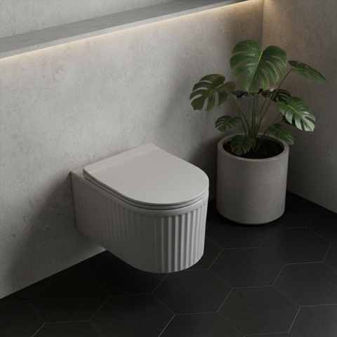 MISKA WC WISZĄCA RIMLESS LUMA-MTGR-RIM-03 SZARY MAT RYFLOWANA DESKA WOLNOOPADAJĄCA DUROPLAST