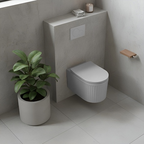 MISKA WC WISZĄCA RIMLESS LUMA-MTGR-RIM-03 SZARY MAT RYFLOWANA DESKA WOLNOOPADAJĄCA DUROPLAST