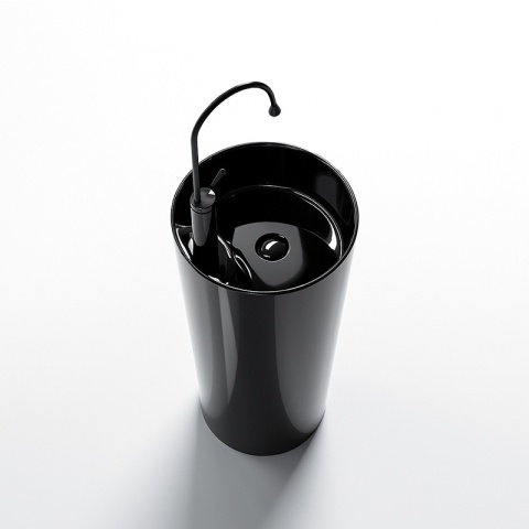 UMYWALKA WOLNOSTOJĄCA CERAMICZNA OKRĄGŁA LINO-BL-400 CZARNY POŁYSK 40x40 CM