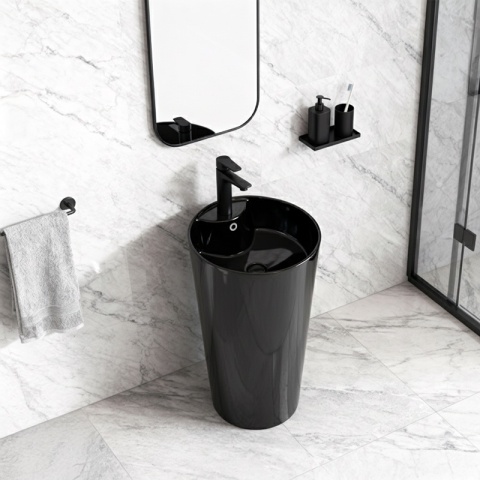 UMYWALKA WOLNOSTOJĄCA CERAMICZNA OKRĄGŁA LINO-BL-400 CZARNY POŁYSK 40x40 CM