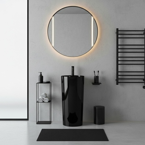 UMYWALKA WOLNOSTOJĄCA CERAMICZNA OKRĄGŁA LINO-BL-400 CZARNY POŁYSK 40x40 CM