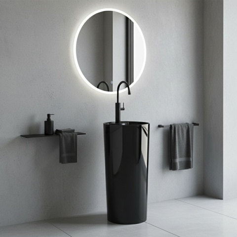 UMYWALKA WOLNOSTOJĄCA CERAMICZNA OKRĄGŁA LINO-BL-400 CZARNY POŁYSK 40x40 CM