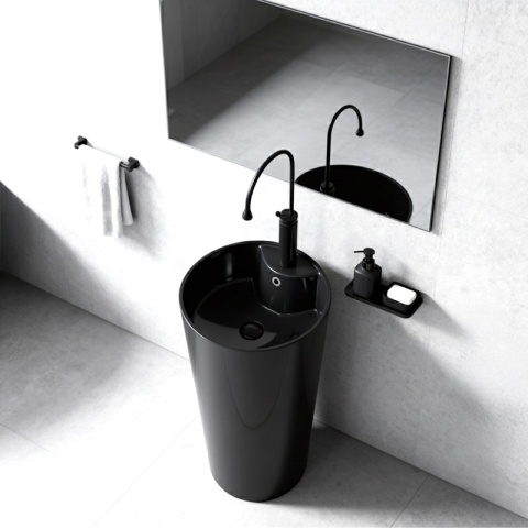 UMYWALKA WOLNOSTOJĄCA CERAMICZNA OKRĄGŁA LINO-BL-400 CZARNY POŁYSK 40x40 CM