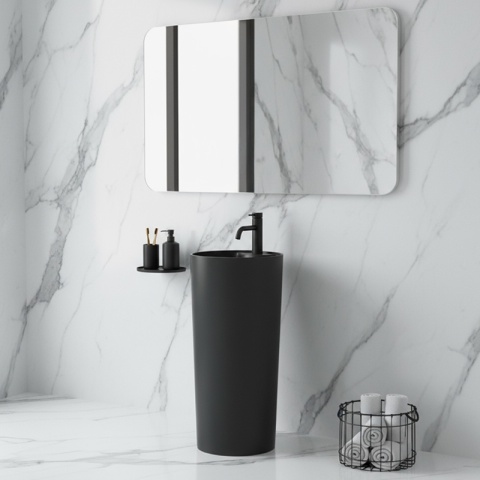 UMYWALKA WOLNOSTOJĄCA CERAMICZNA OKRĄGŁA LINO-MTB-400 CZARNY MAT 40x40 CM