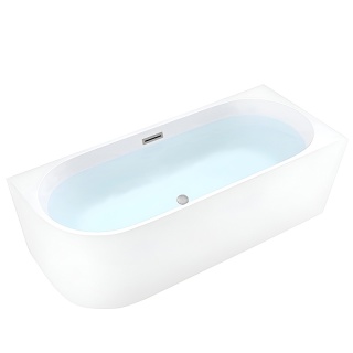 WANNA WOLNOSTOJĄCA PRZYŚCIENNA MERA2-509C2-R-P-GRBR PRAWA BIAŁA PRZELEW SZCZOTKOWANA STAL 160x75 CM