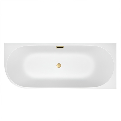 WANNA WOLNOSTOJĄCA PRZYŚCIENNA MERA2-509C2-R-P-GLBR PRAWA BIAŁA PRZELEW ZŁOTY SZCZOTKOWANY 160x75 CM