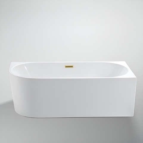 WANNA WOLNOSTOJĄCA PRZYŚCIENNA MERA2-509C2-R-P-GLBR PRAWA BIAŁA PRZELEW ZŁOTY SZCZOTKOWANY 160x75 CM