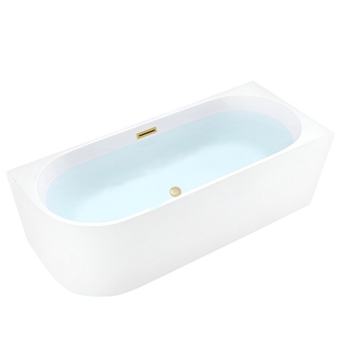 WANNA WOLNOSTOJĄCA PRZYŚCIENNA MERA2-509C2-R-P-GLBR PRAWA BIAŁA PRZELEW ZŁOTY SZCZOTKOWANY 160x75 CM