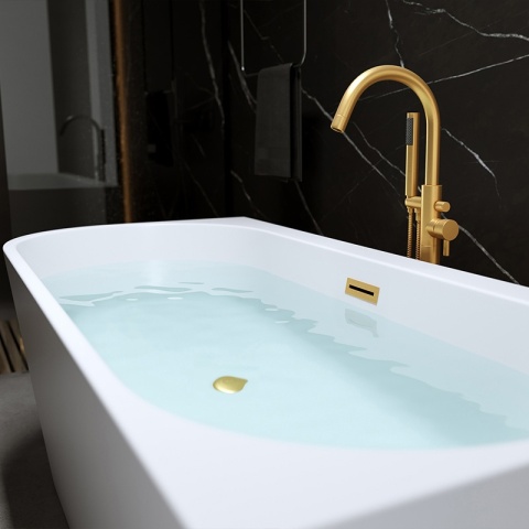 WANNA WOLNOSTOJĄCA PRZYŚCIENNA MERA2-509C2-R-P-GLBR PRAWA BIAŁA PRZELEW ZŁOTY SZCZOTKOWANY 160x75 CM