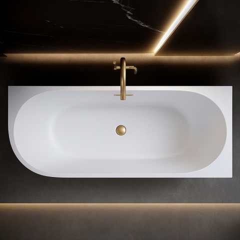 WANNA WOLNOSTOJĄCA PRZYŚCIENNA MERA2-509C2-R-P-GLBR PRAWA BIAŁA PRZELEW ZŁOTY SZCZOTKOWANY 160x75 CM