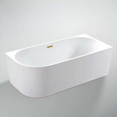 WANNA WOLNOSTOJĄCA PRZYŚCIENNA MERA2-509C2-R-P-GLBR PRAWA BIAŁA PRZELEW ZŁOTY SZCZOTKOWANY 160x75 CM