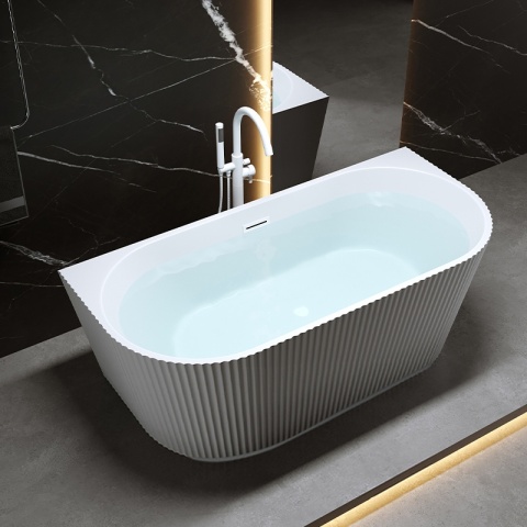 WANNA PRZYŚCIENNA RYFLOWANA CARLO2 517D2 BIAŁA PRZELEW BIAŁY MAT 170x75 CM