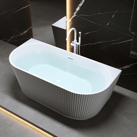 WANNA PRZYŚCIENNA RYFLOWANA CARLO2 517D2 BIAŁA PRZELEW BIAŁY MAT 170x75 CM