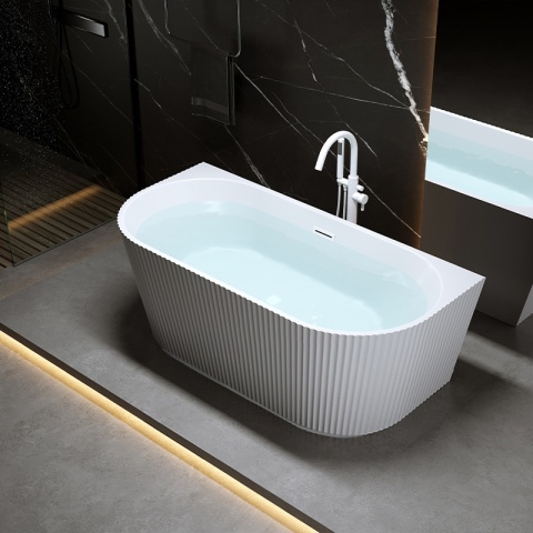 WANNA PRZYŚCIENNA RYFLOWANA CARLO2 517D2 BIAŁA PRZELEW BIAŁY MAT 170x75 CM