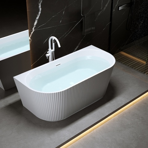 WANNA PRZYŚCIENNA RYFLOWANA CARLO2 517D2 BIAŁA PRZELEW BIAŁY MAT 170x75 CM