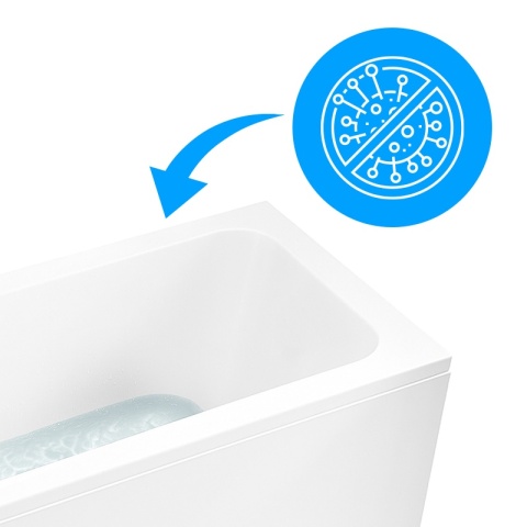 WANNA PRZYŚCIENNA Z OBUDOWĄ 150x70 CM AKRYLOWA BIAŁA PRZELEW CHROM NILO