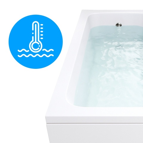 WANNA PRZYŚCIENNA Z OBUDOWĄ 150x70 CM AKRYLOWA BIAŁA PRZELEW CHROM NILO