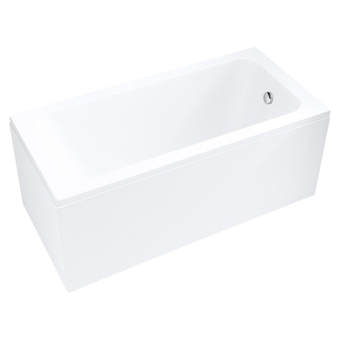 WANNA PRZYŚCIENNA Z OBUDOWĄ 150x70 CM AKRYLOWA BIAŁA PRZELEW CHROM NILO