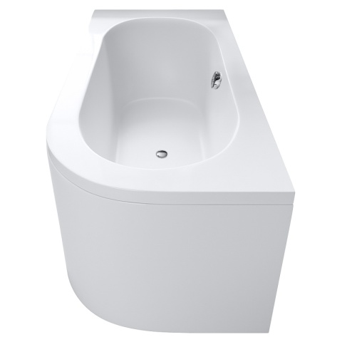 WANNA PRZYŚCIENNA Z OBUDOWĄ EBI LEWA BIAŁA PRZELEW CHROM 160x75 CM