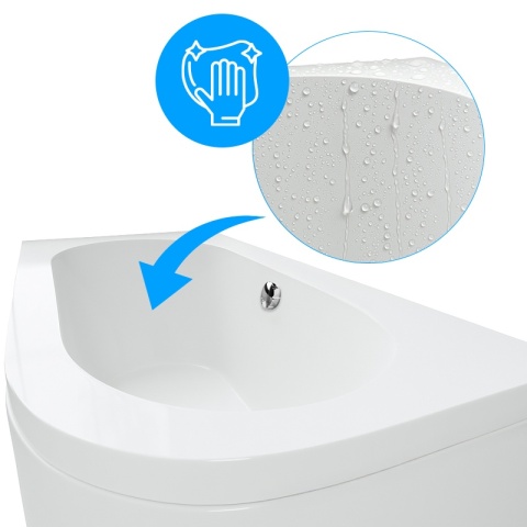 WANNA PRZYŚCIENNA Z OBUDOWĄ EBI LEWA BIAŁA PRZELEW CHROM 160x75 CM