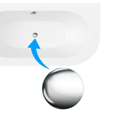 WANNA PRZYŚCIENNA Z OBUDOWĄ EBI LEWA BIAŁA PRZELEW CHROM 160x75 CM